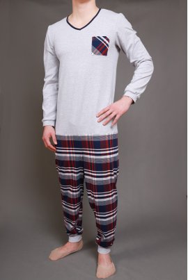 Jednoczęściowa piżama, kombinezon z długimi rękawami i długimi nogawkami jersey