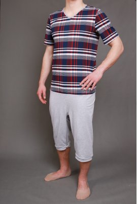 Jednoczęściowa piżama, kombinezon z krótkimi rękawami i krótkimi nogawkami jersey