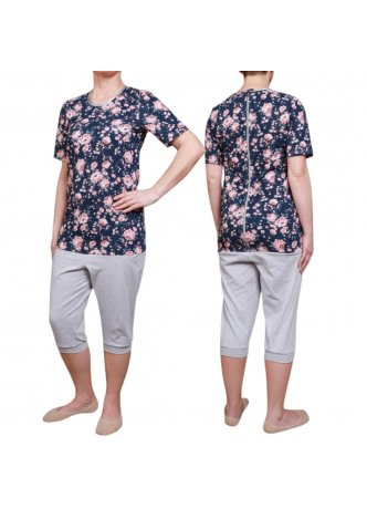 Jednoczęściowa piżama, kombinezon z krótkimi rękawami i krótkimi nogawkami jersey