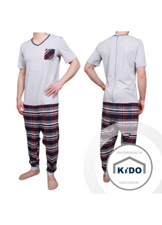 Jednoczęściowa piżama, kombinezon z krótkimi rękawami i krótkimi nogawkami jersey